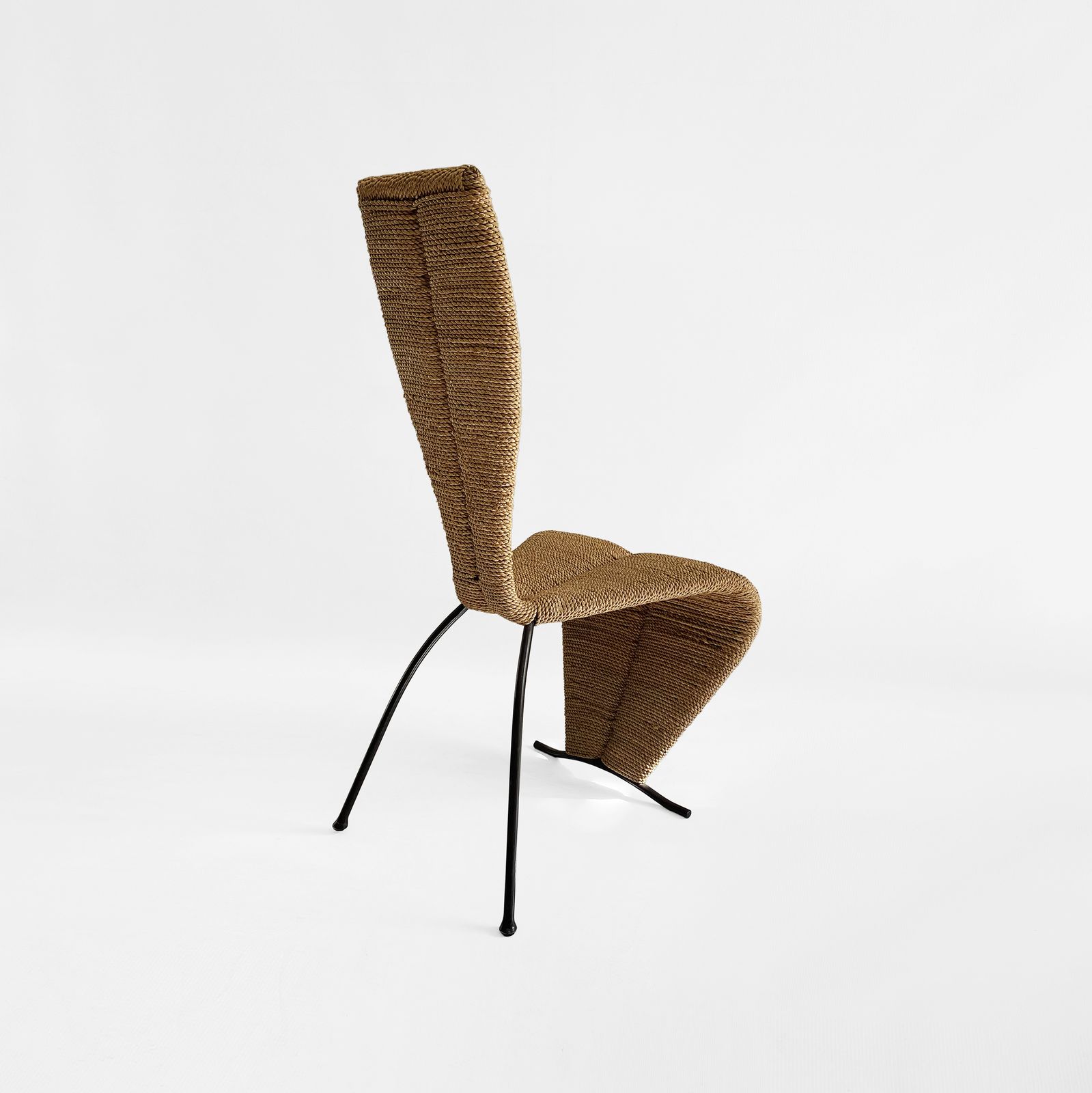 photo furniture 5 X Hourglass Rope Dining Chairs Tom Dixon Style Iron Metal Frame Uk 1980s Postmodern