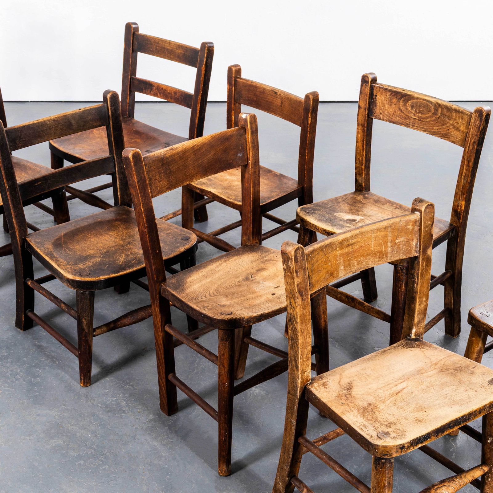 photo for sale 1940's Harlequin English Solid Children's Chapel Chairs   Set Of Four
