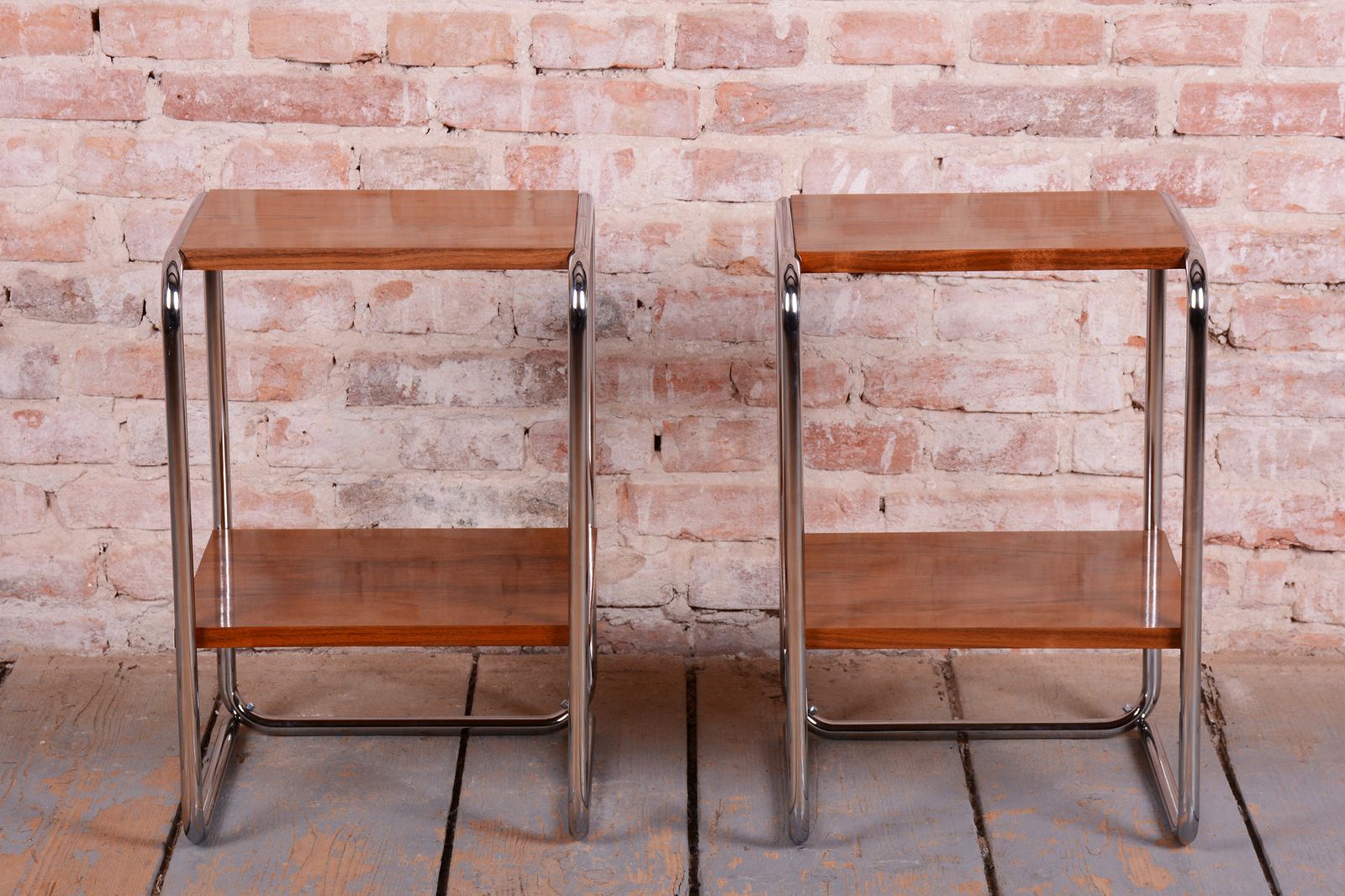 Pair Of Restored Bauhaus Bedside Tables, By M. Breuer For Thonet, Germany, 1920s photo for sale