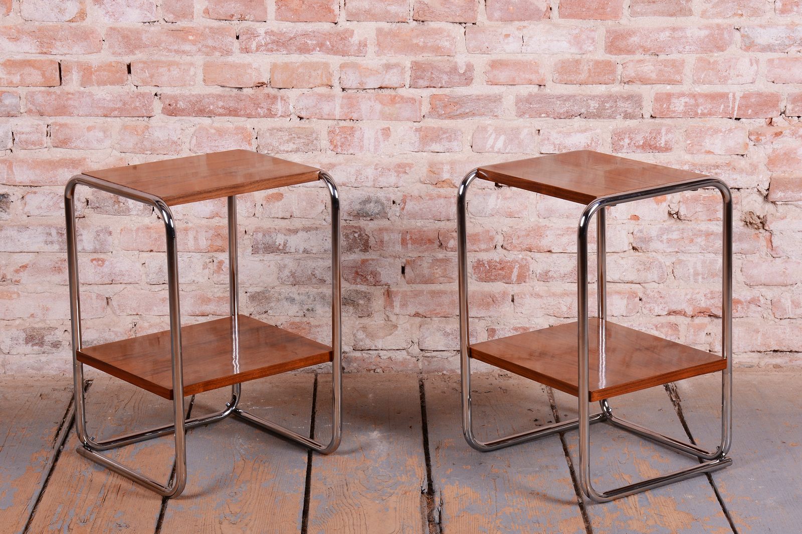 Pair Of Restored Bauhaus Bedside Tables, By M. Breuer For Thonet, Germany, 1920s photo 1700.0