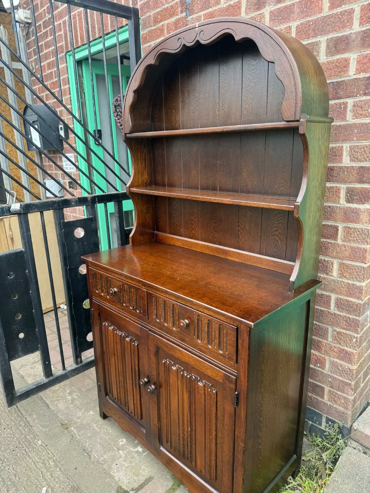 Vintage Small Dutch Dresser Plate Rack Storage Unit Ready For Upcycle photo for sale