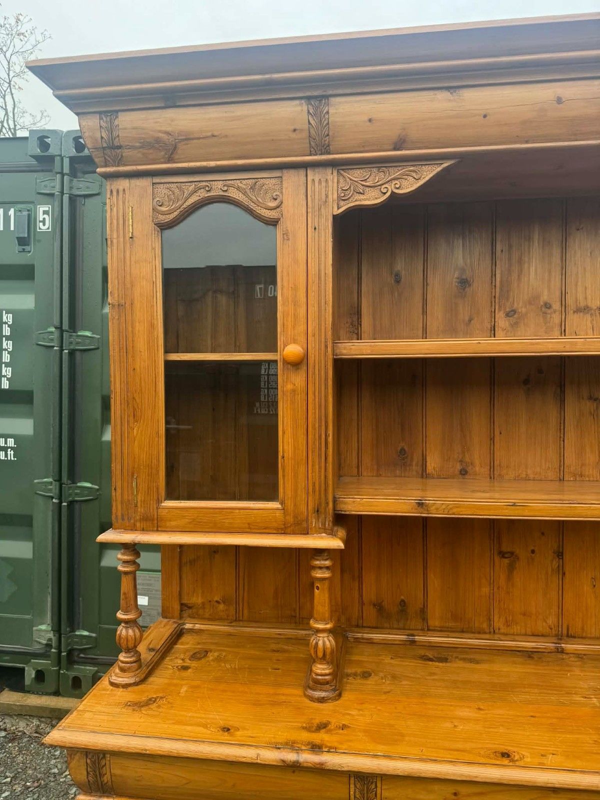 Vintage Extra Large Pine Welsh Dresser Wine Rack Storage Glass Display photo furniture