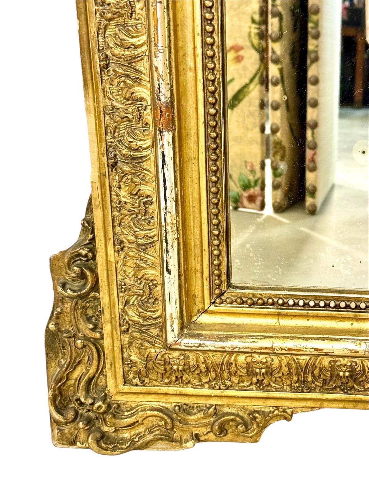 photo for sale Napoleon III Period Giltwood Mirror With Ornate Crest, 19th Century