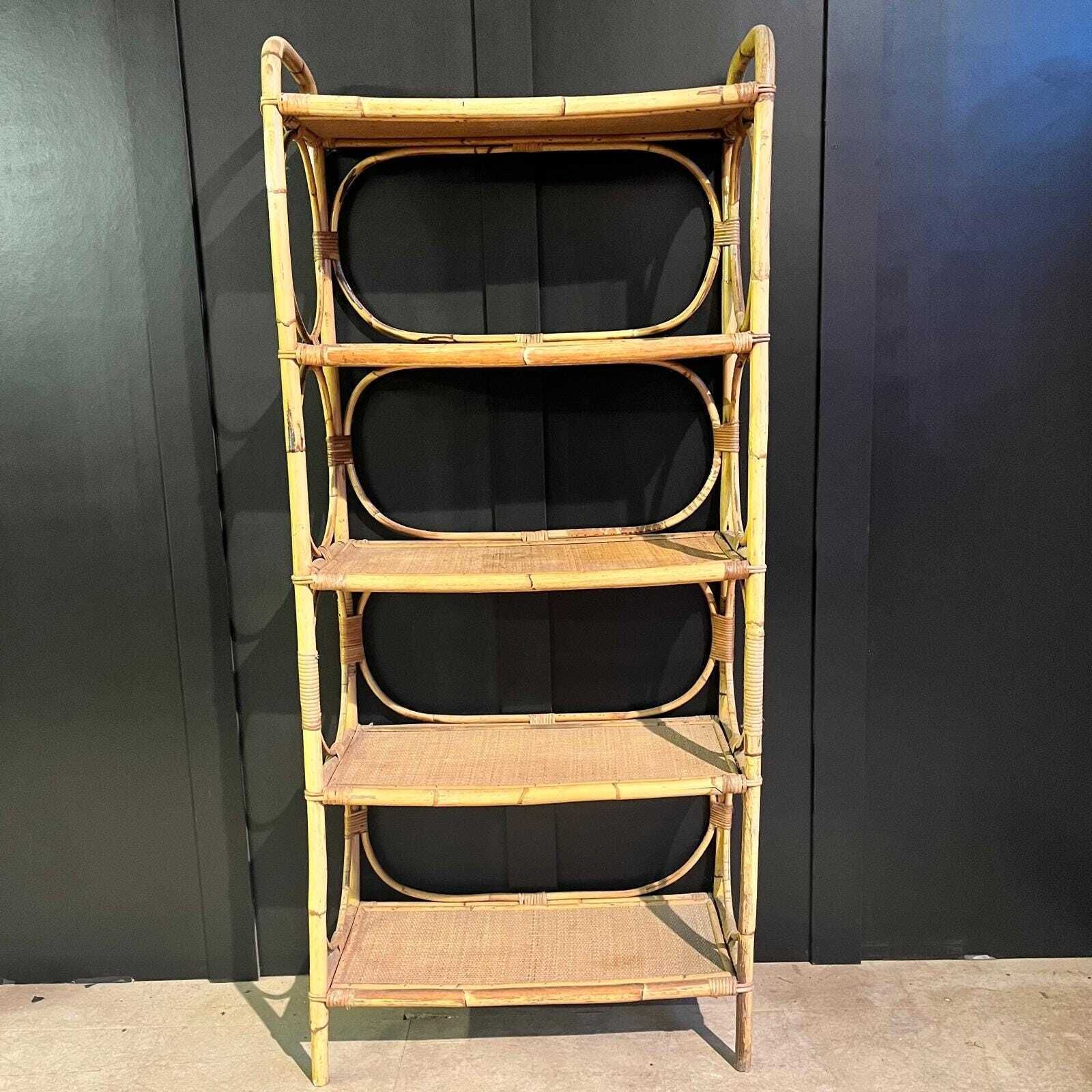 Vintage Open Back Shelf Unit With Bent Cane Decoration photo 450.0