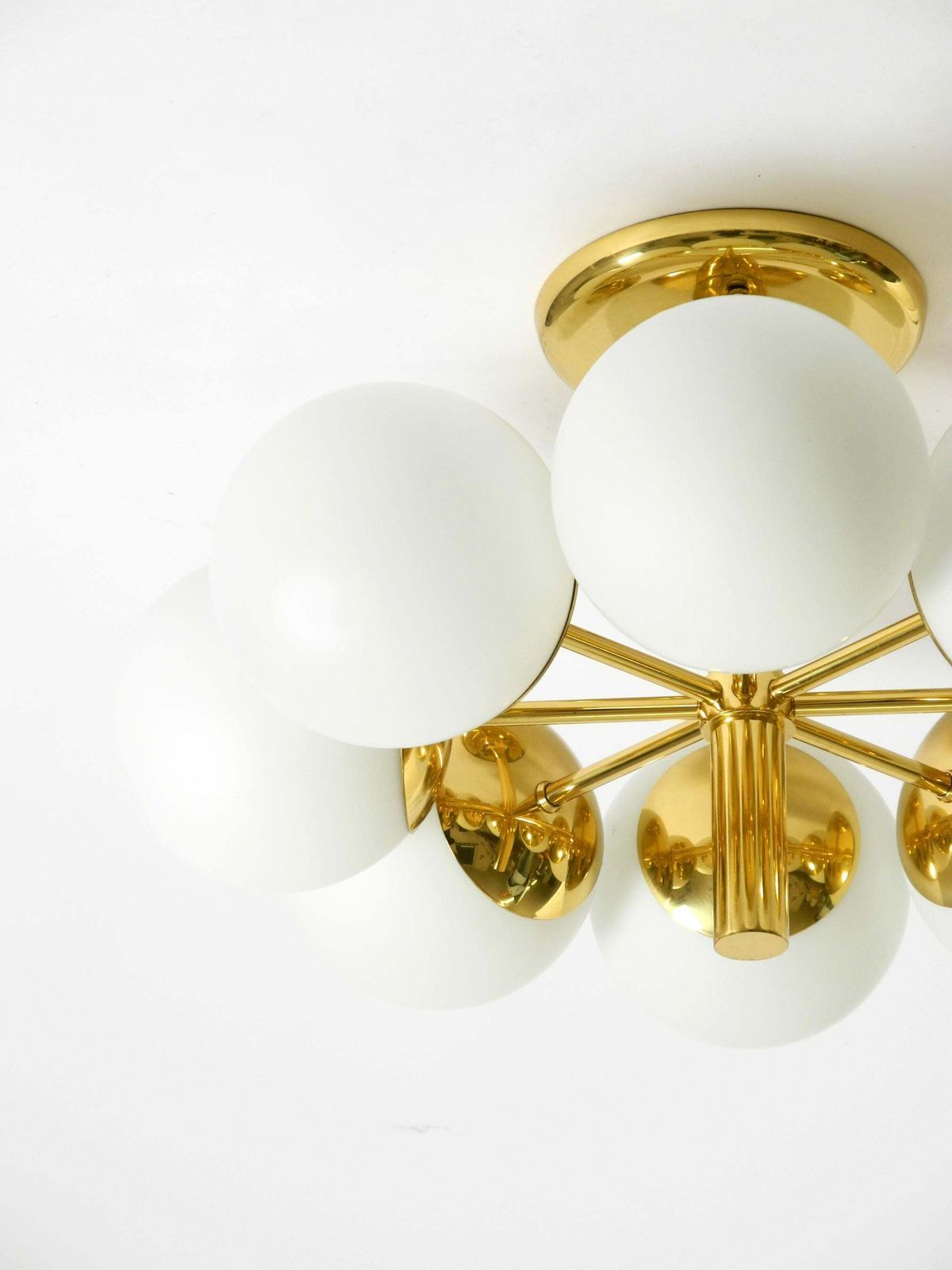 1960s Space Age Brass Ceiling Lamp With 8 Glass Balls By Kaiser Leuchten photo vintage