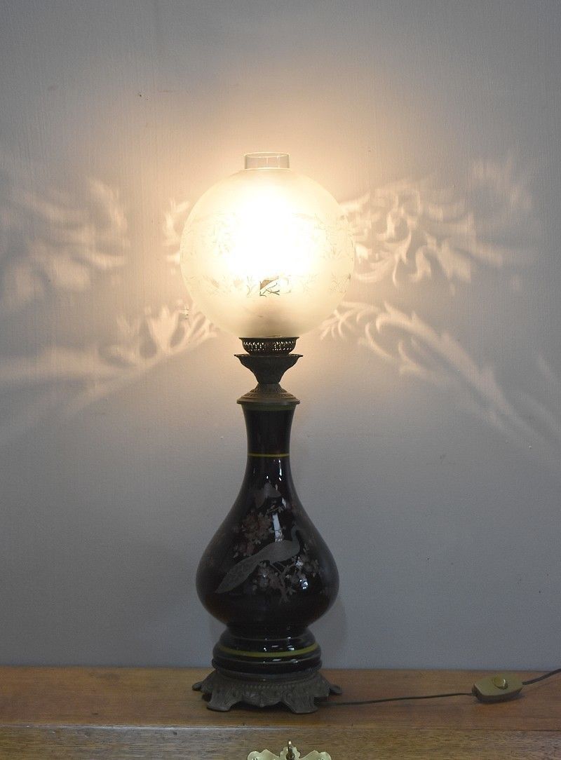 photo for sale Electrified Oil Lamp, 20th Century