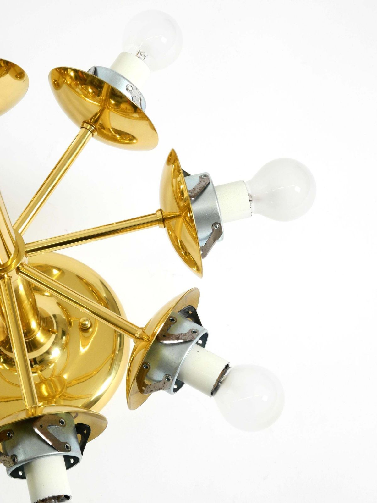 photo vintage 1960s Space Age Brass Ceiling Lamp With 8 Glass Balls By Kaiser Leuchten