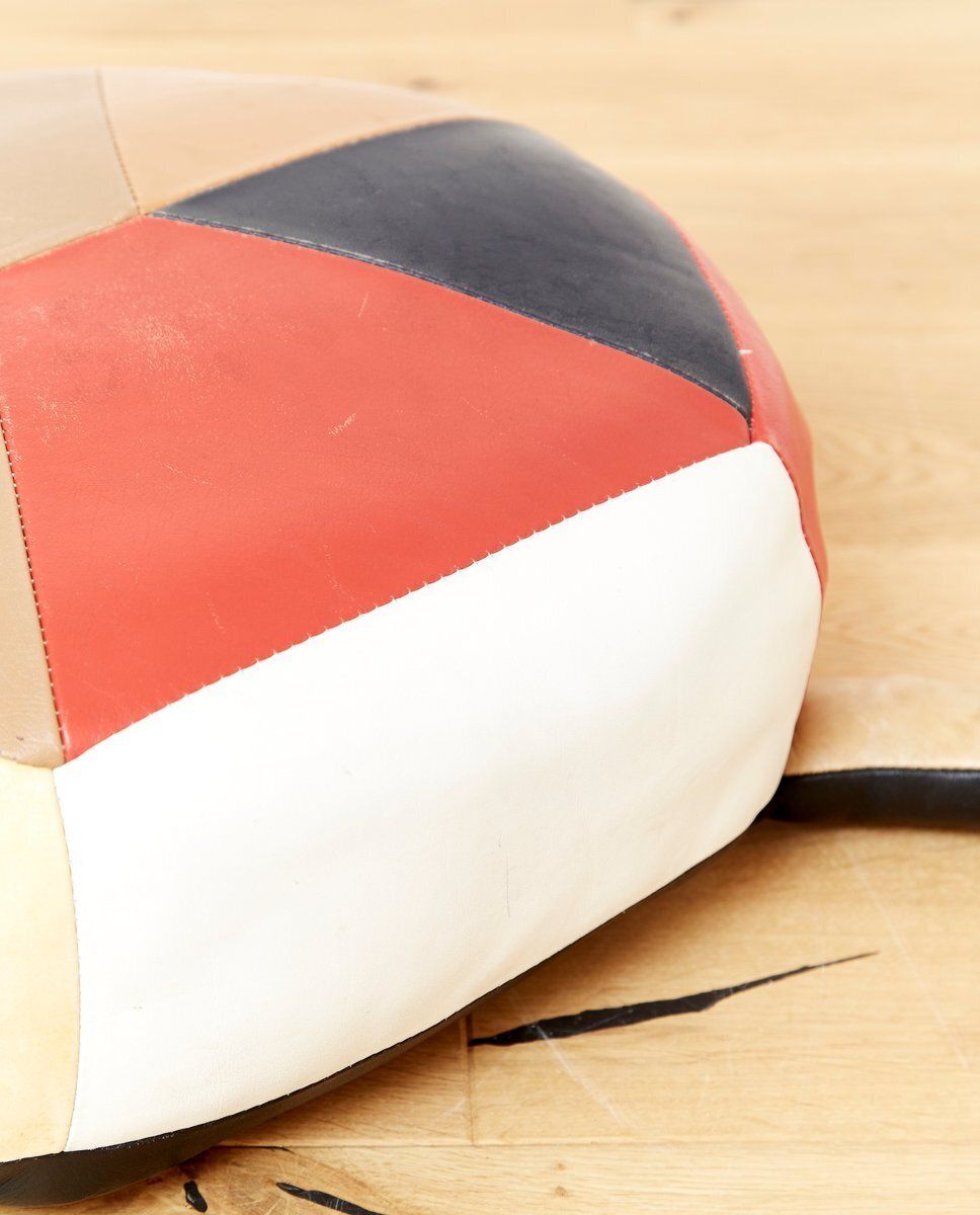 photo for sale Mid Century Modern Leather Pouf, Switzerland, 1960s