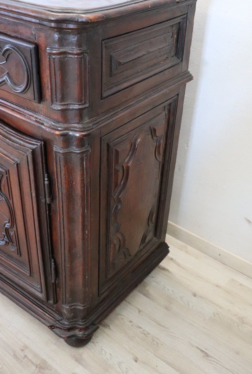 Antique Sideboard In Solid Walnut With Plate Rack, 1680s photo furniture