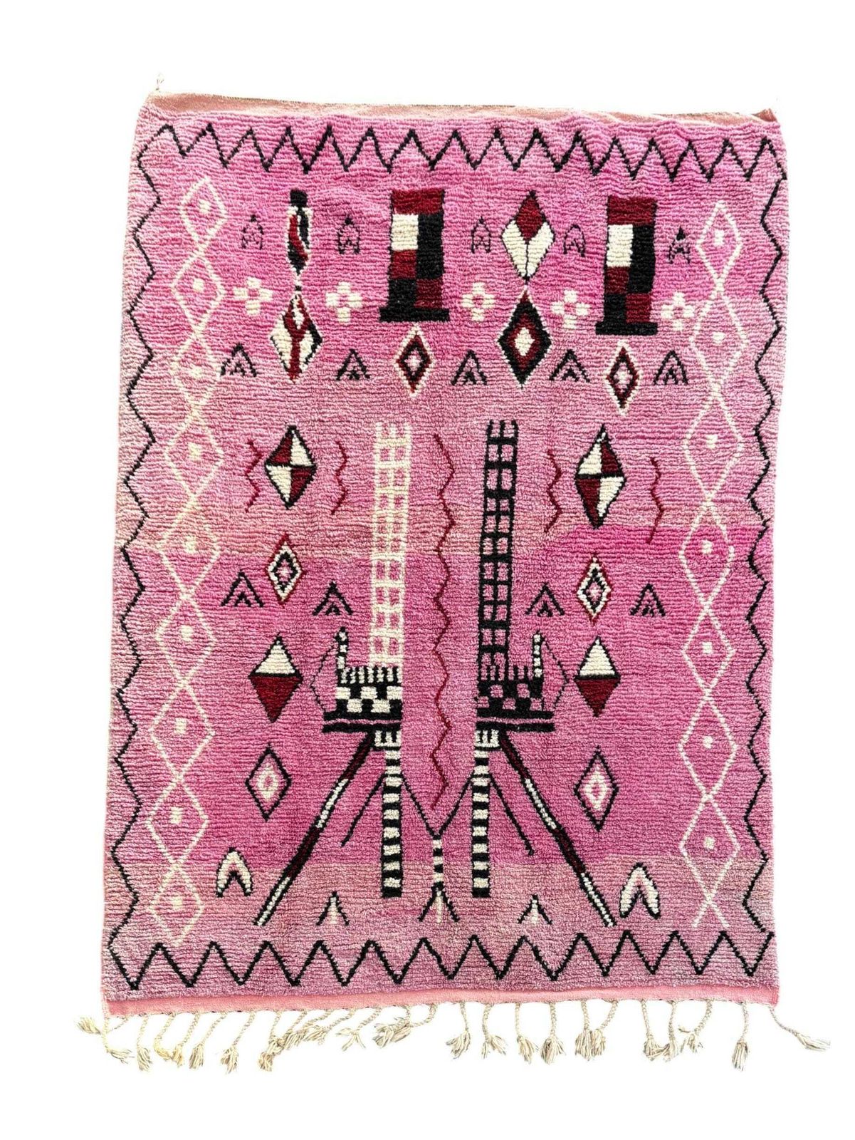 Moroccan Boujad Rug 310x210 Cm – Decorative Handmade Wool Area Rug, Pink Berber Rug, Large Statement Moroccan Rug photo furniture