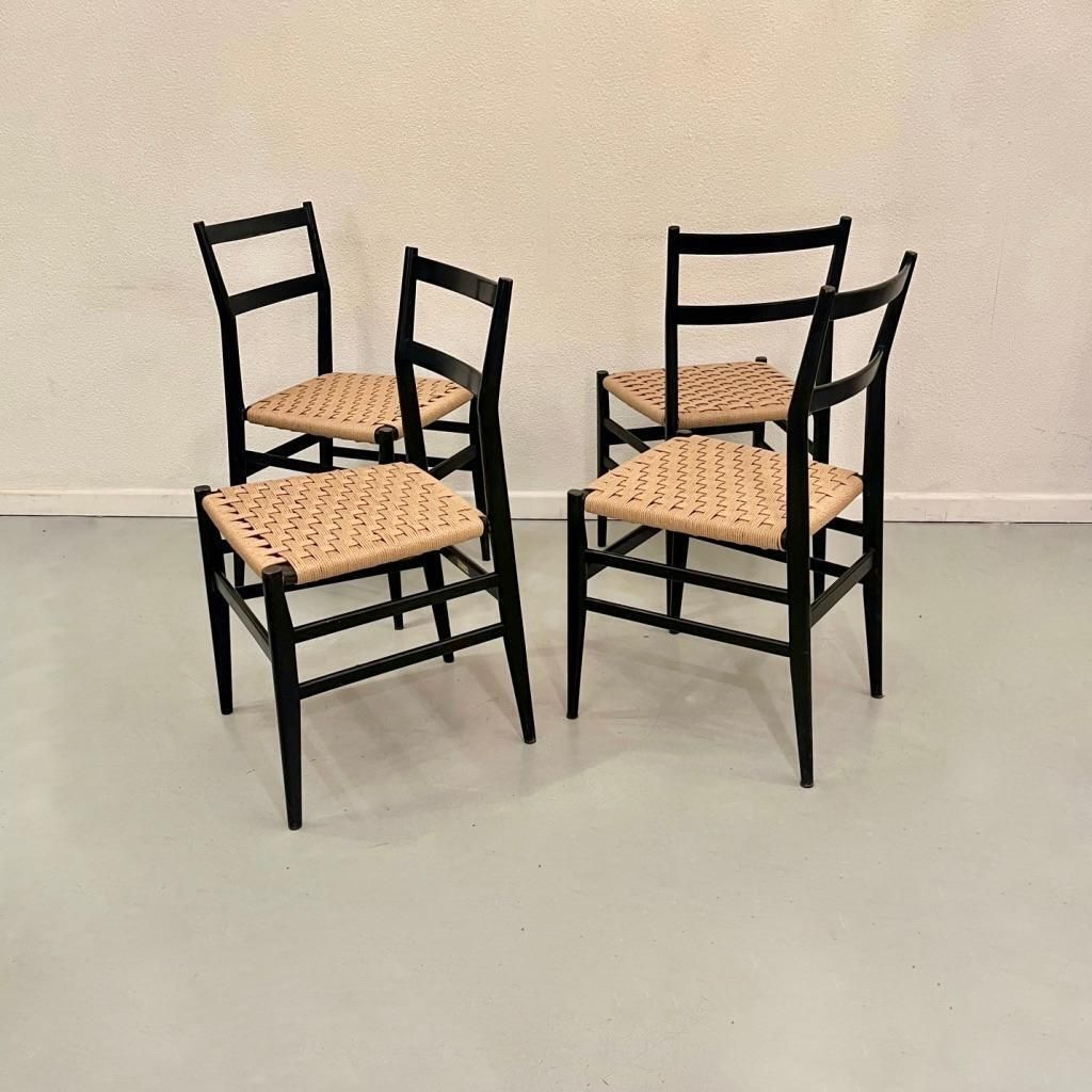 Furniture Set Of 4 Vintage Leggera Dining Chairs By Gio Ponti Produced By Cassina Ca. 1950 photo