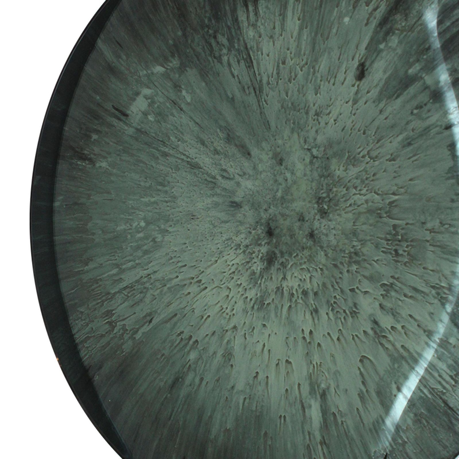 Modern Sculptural Concave Blue Glass Round French Mirror, Unique Piece photo Art