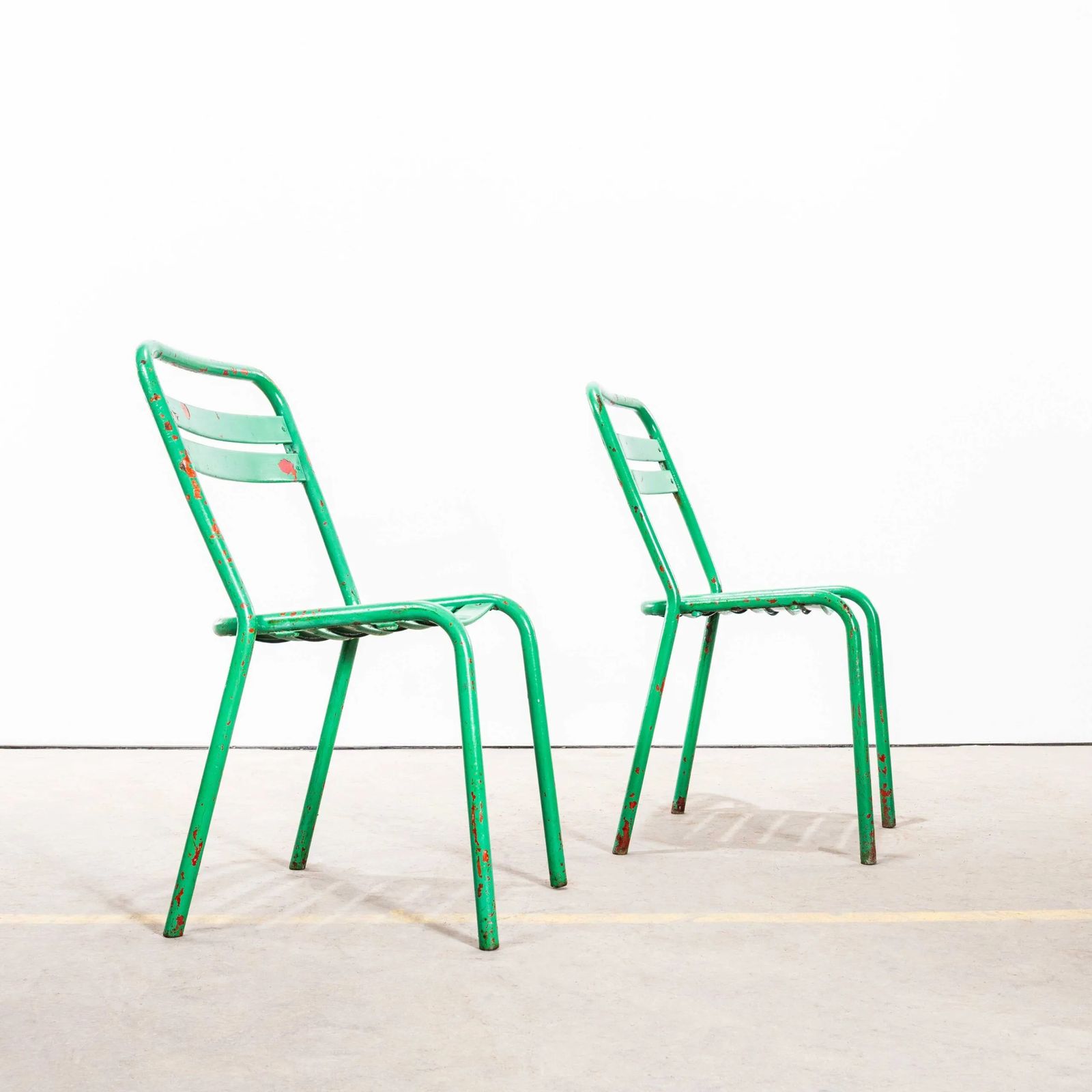 1950’s Original French Tolix Bright Green T2 Dining Chair – Set Of Six photo furniture