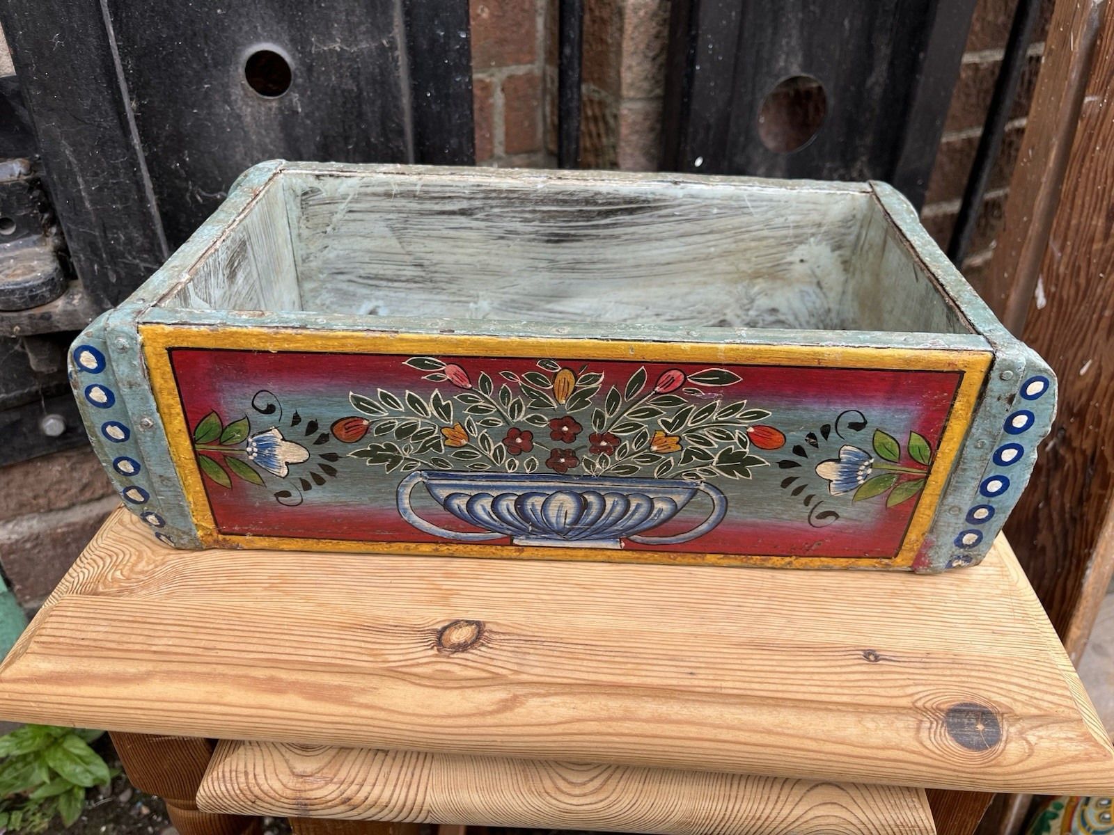 Pair Of Lovely Ornately Hand Painted Reclaimed Vintage Indian Brick Mould photo 50.0