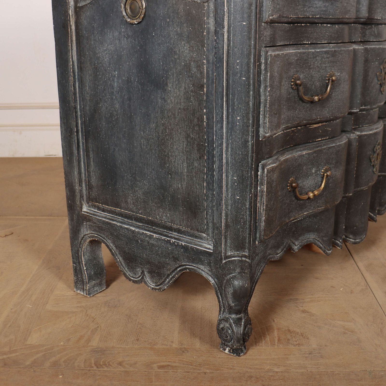 French Painted Serpentine Commode photo vintage