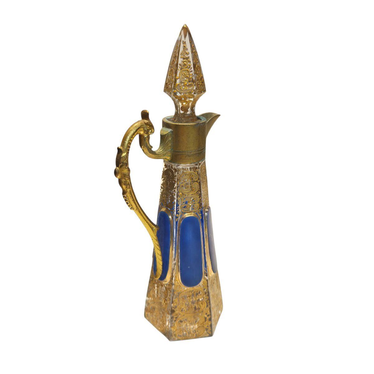 Carafe de service en cristal émaillé et doré - Bohême, XIXe siècle photo Décoration
