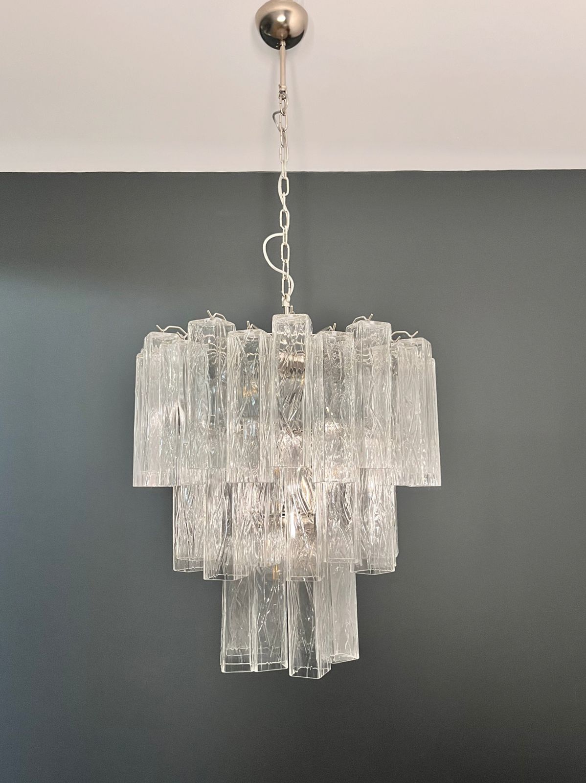 Large Three Tier Murano Glass Tube Chandelier – 48 Glasses photo Lighting