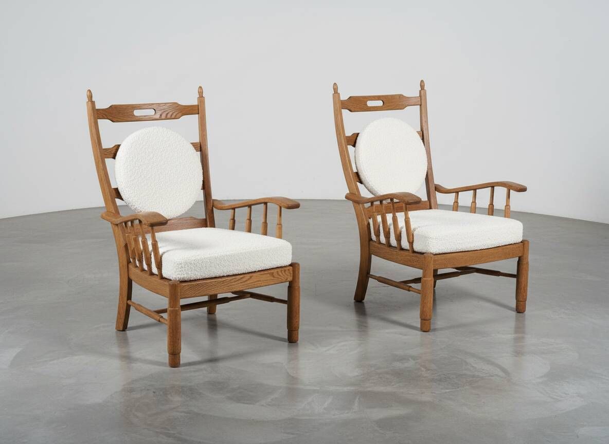 Pair Of Armchairs In The Style Of Guillerme And Chambron 1950. photo buy