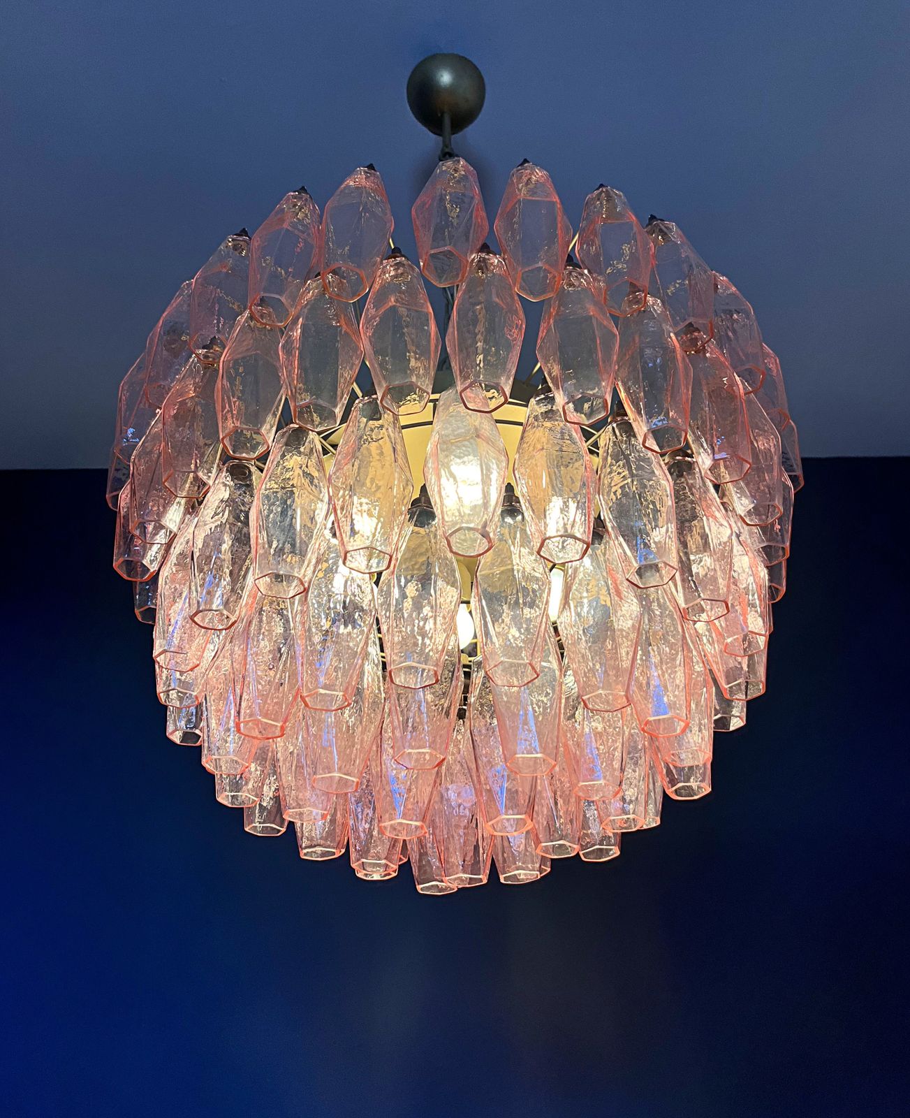 photo vintage Amazing Murano Glass Candelier – 111  Pink Poliedri