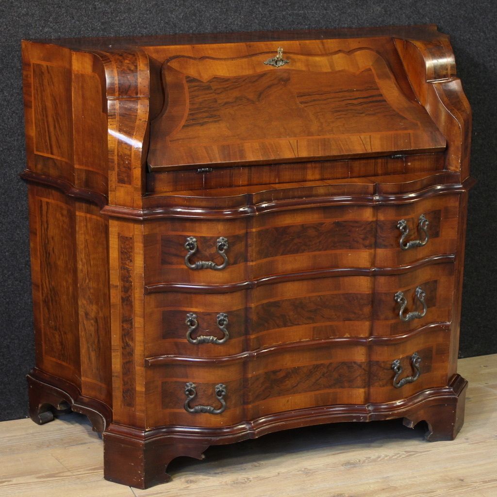 Venetian Bureau In Walnut Wood From The 20th Century