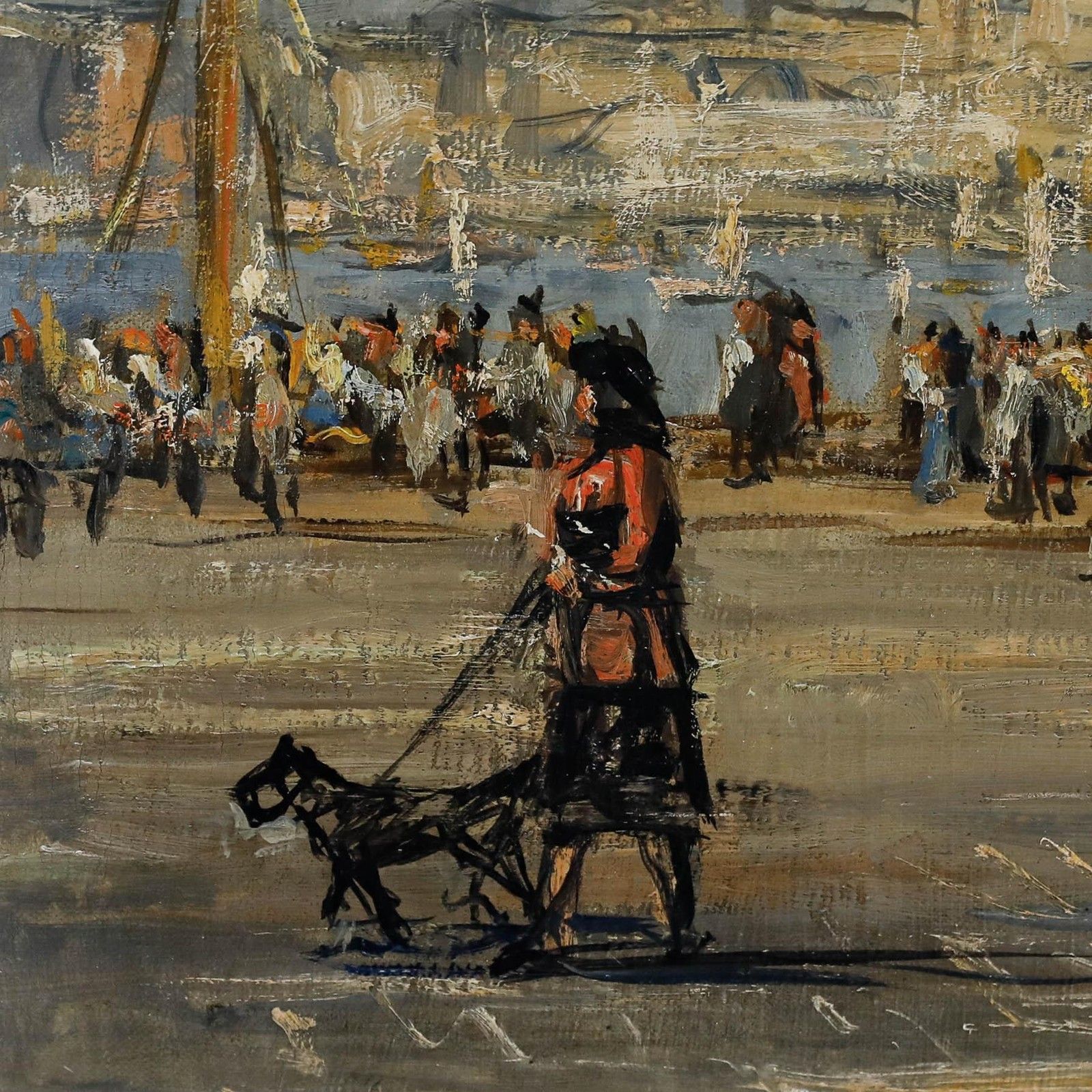Urs Heinrich Otto Waser (1913 2008) Framed Oil, At The Ferry Crossing photo Art