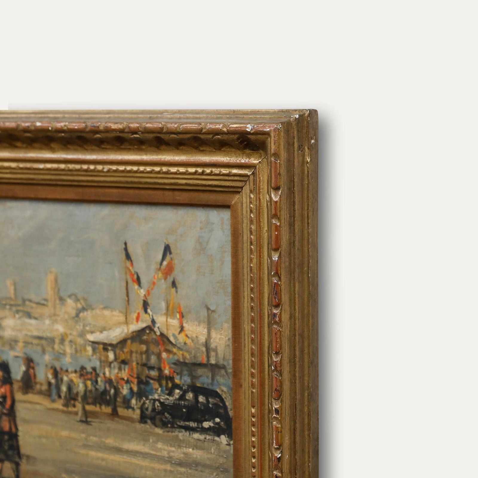 Urs Heinrich Otto Waser (1913 2008) Framed Oil, At The Ferry Crossing photo vinterior