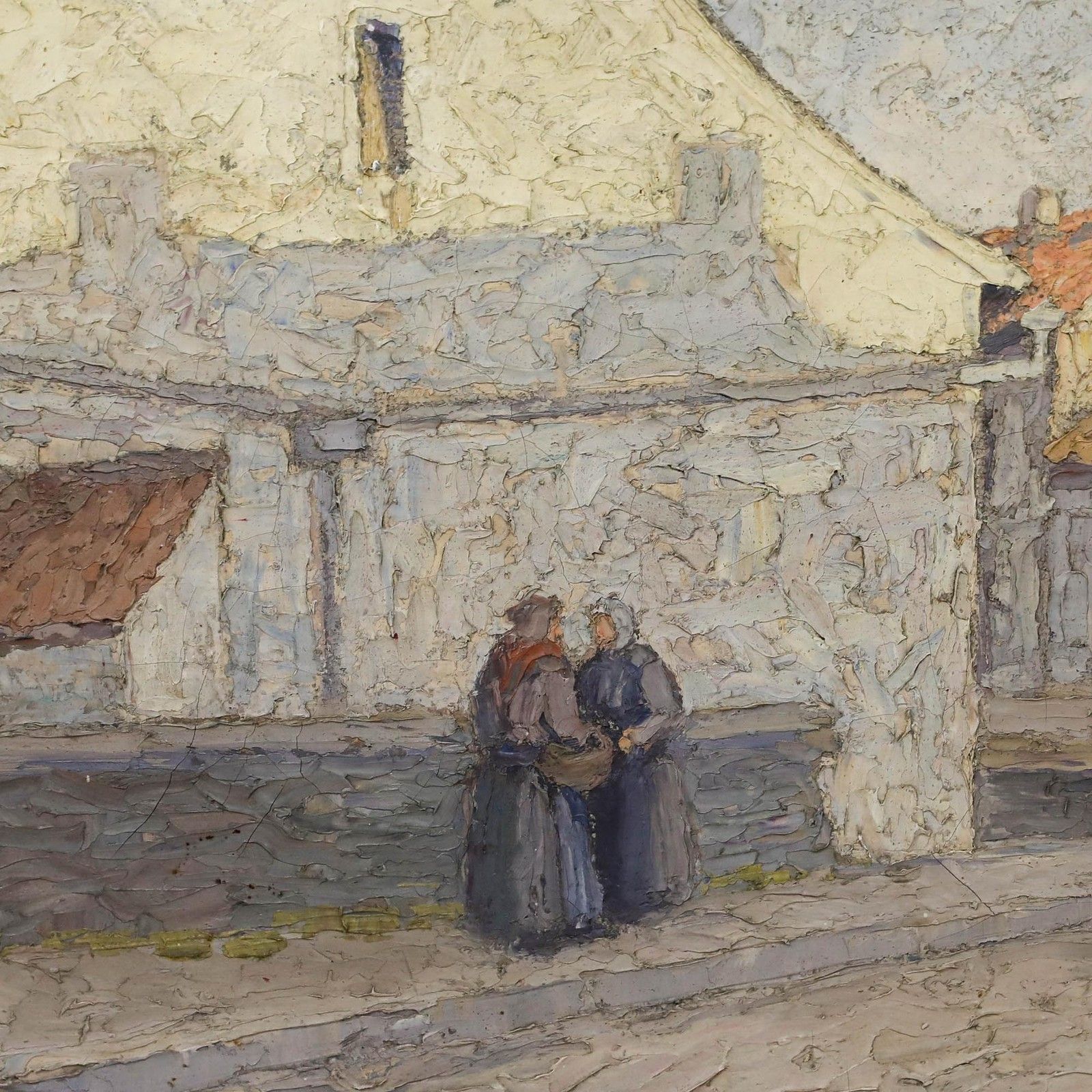 Jacques Lemaire (B.1917) Mid 20th Century Oil, Conversation In The Street photo 350.0