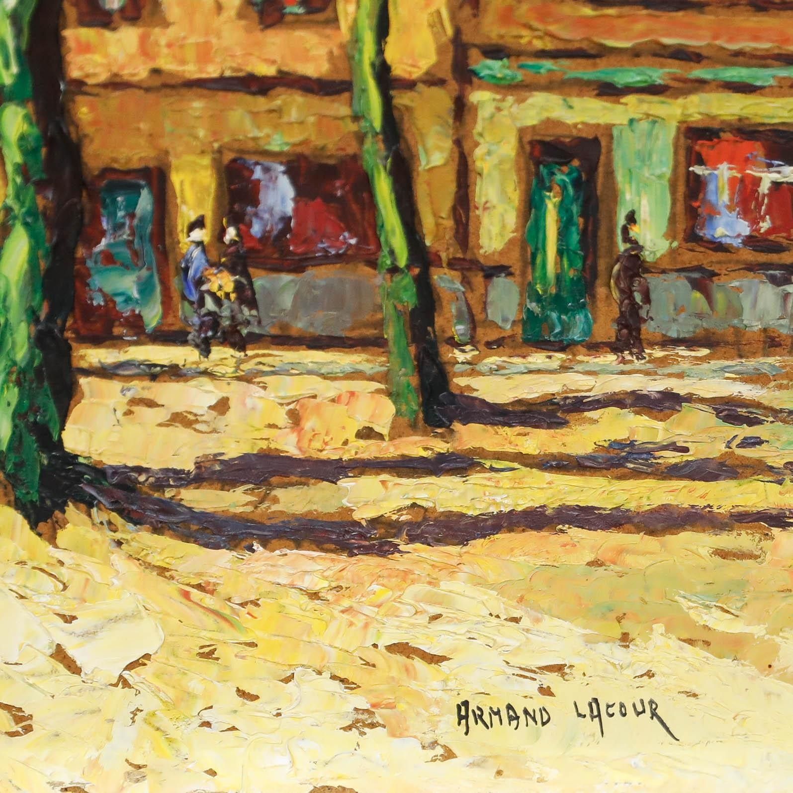 Armand Lacour (1910 1970) 20th Century Oil, Town Square photo 250.0