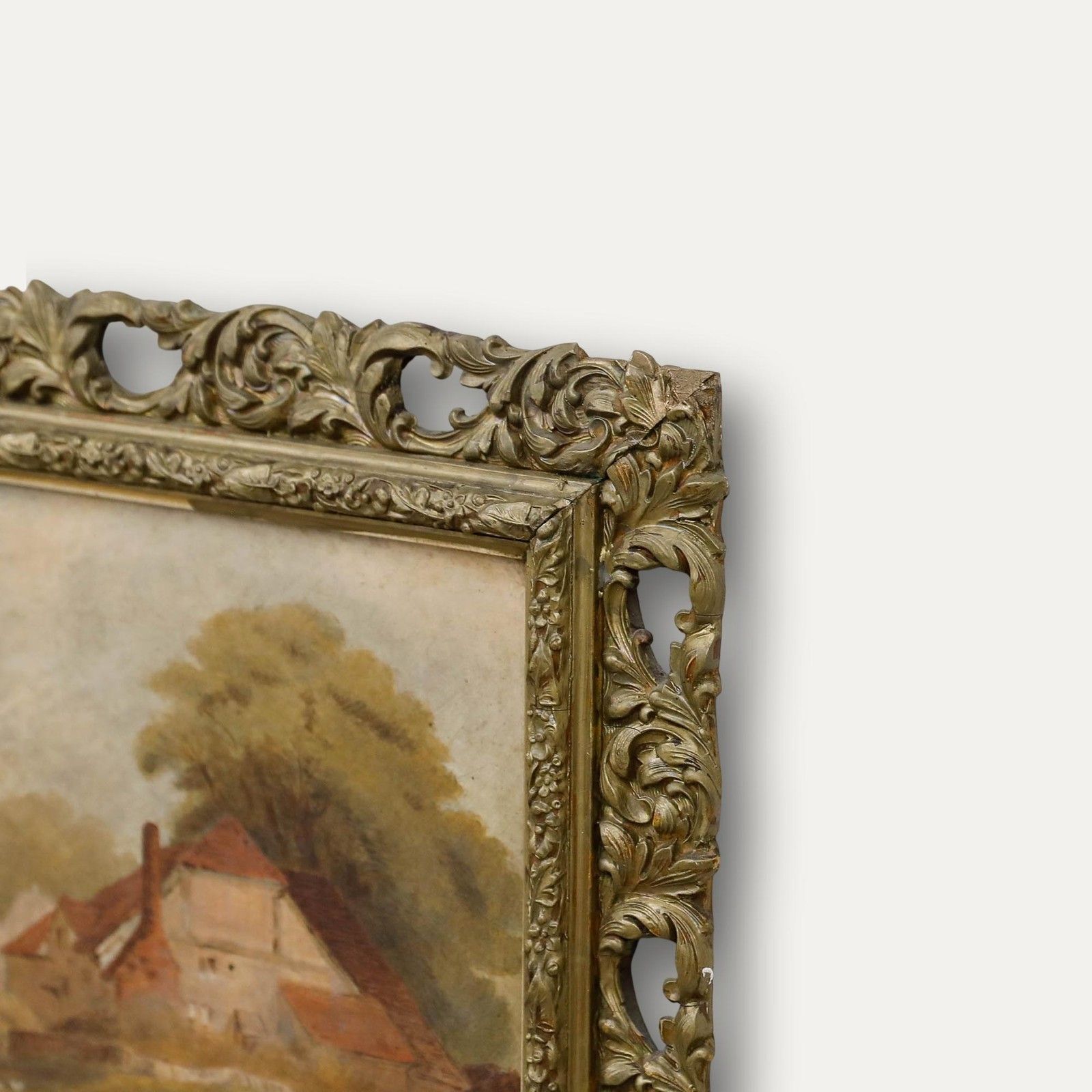Framed 19th Century Oil Countryside Cottage photo 225.0