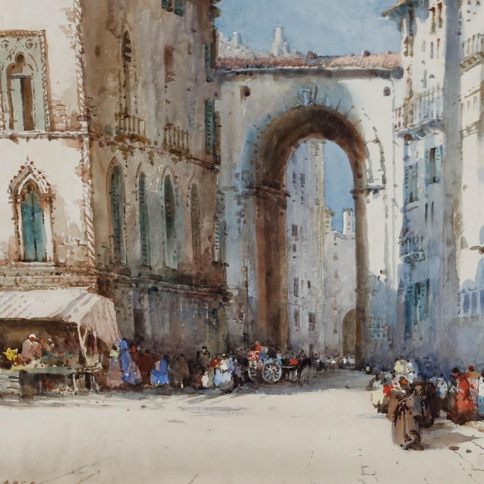 Noel Harry Leaver (1889 1951) Arca Framed Watercolour, An Acient City Archway photo Art