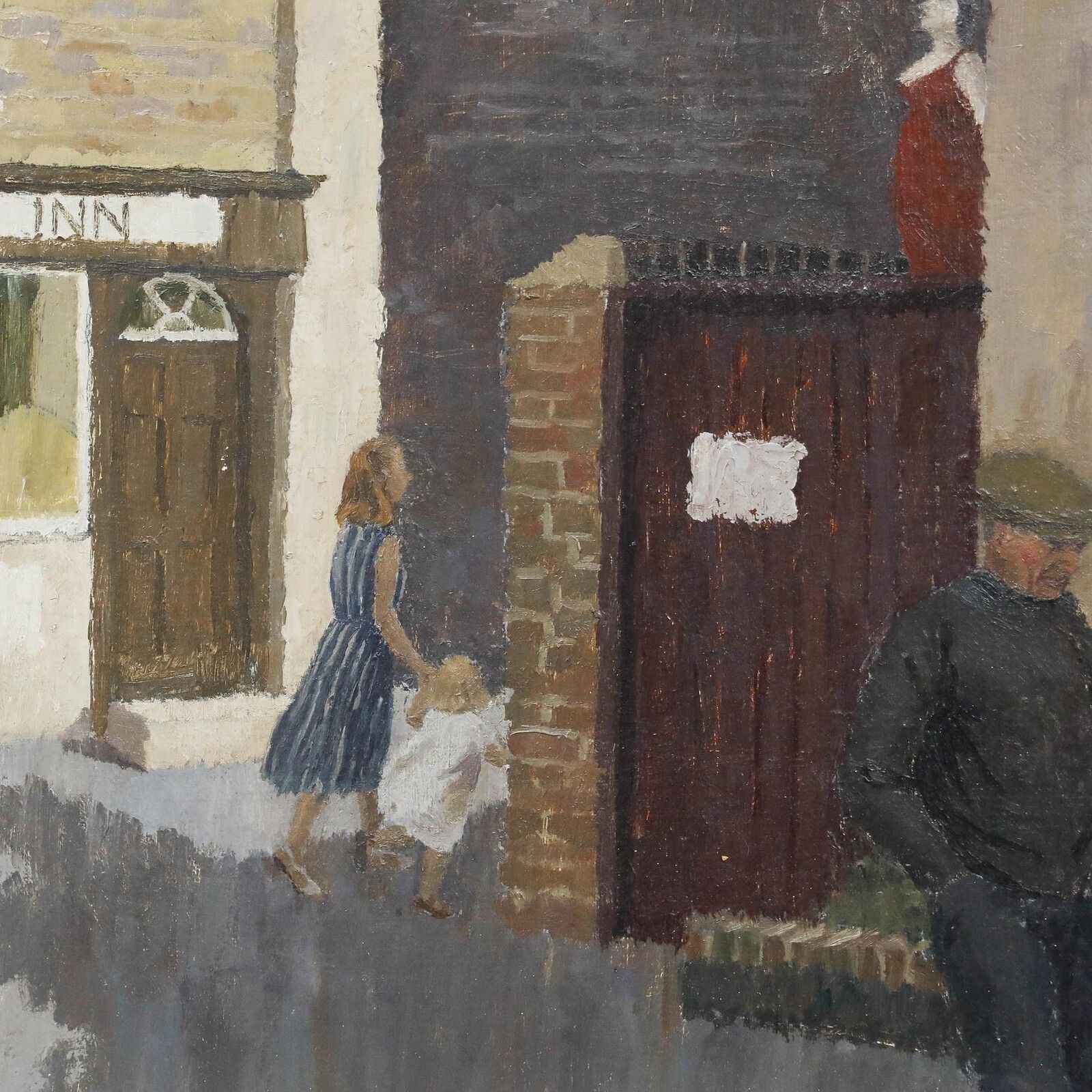 Modern British School 20th Century Oil English Street Scene photo Art