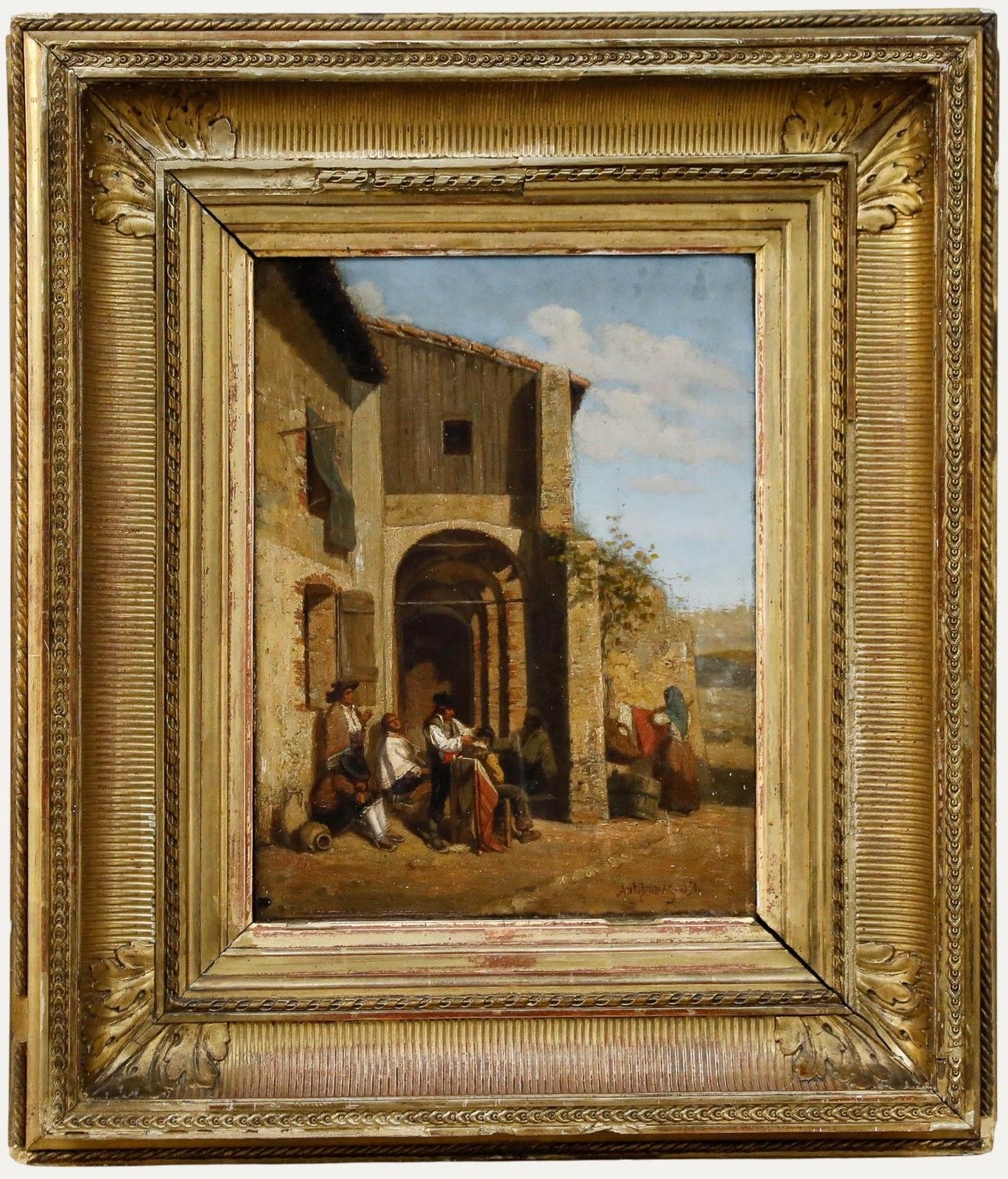 Antoine Dumas 1858 Oil, Barber Shop