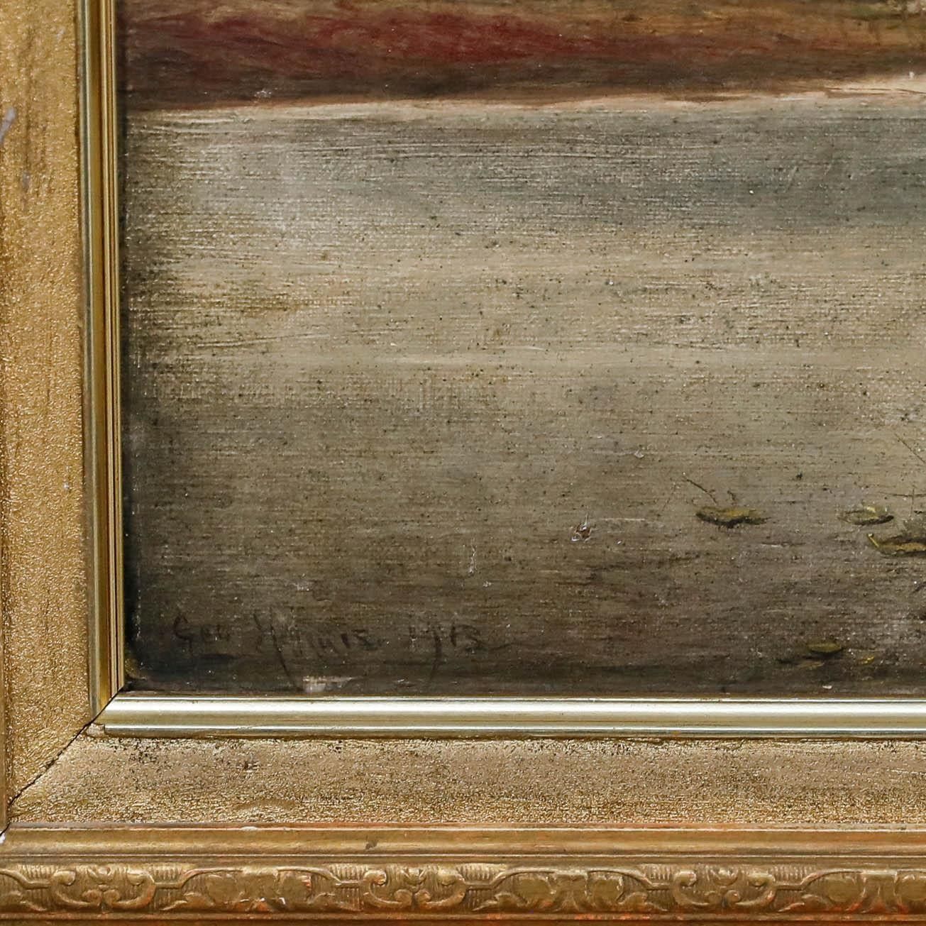 George Frederick Harris (1856 1924) Framed 1913 Oil, By The Lock photo buy