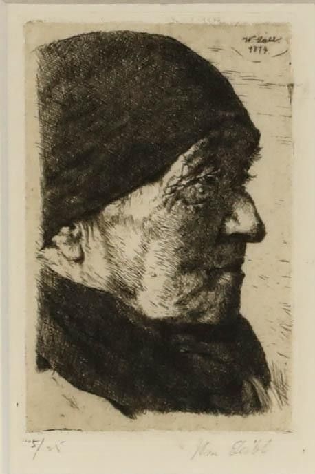 Wilhelm Leibl (1844 1900) 1874 Etching, Portrait Of An Elderly Man photo furniture
