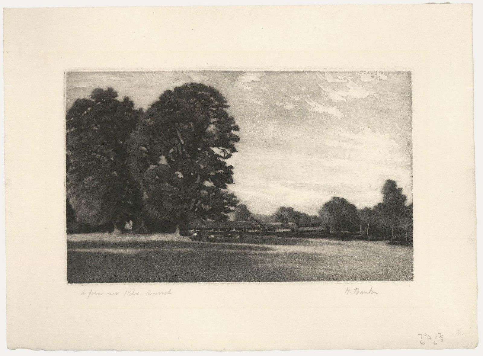 H. Banks Early 20th Century Aquatint, View Of The Farm