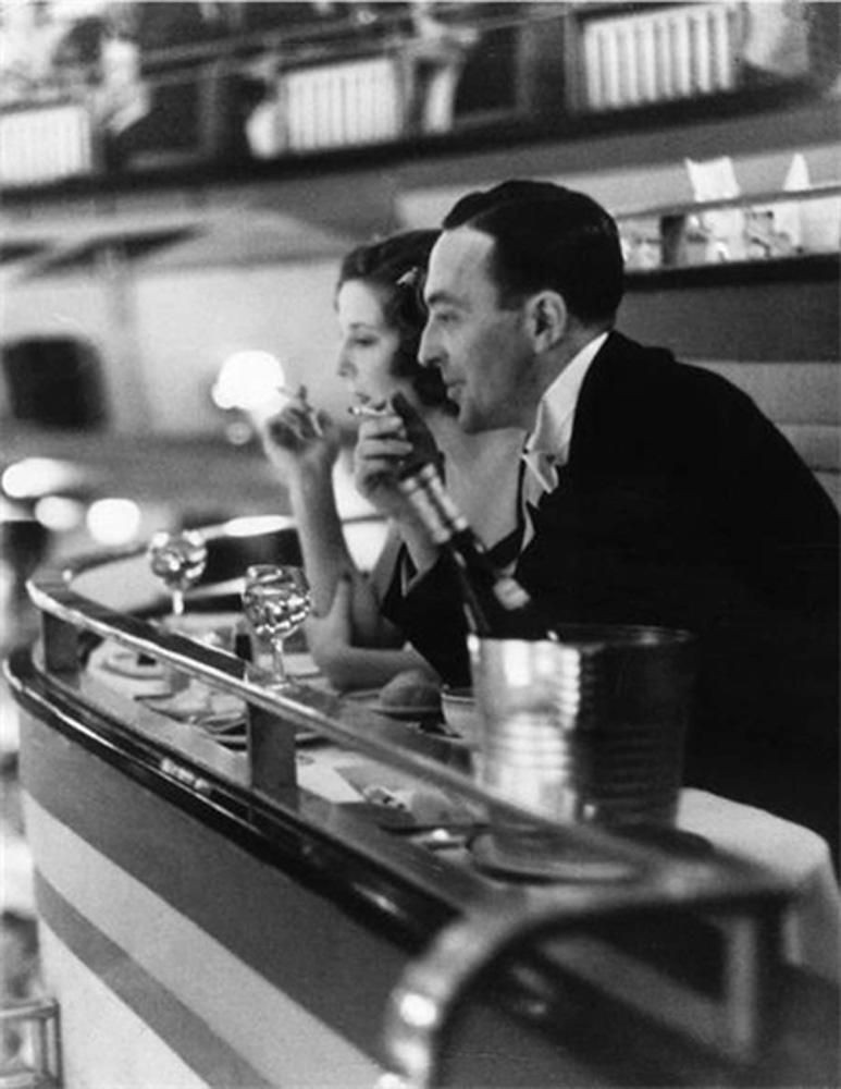 Unknown Dining Out   New York Dinner Portrait Couple Dining Black And White Photograph