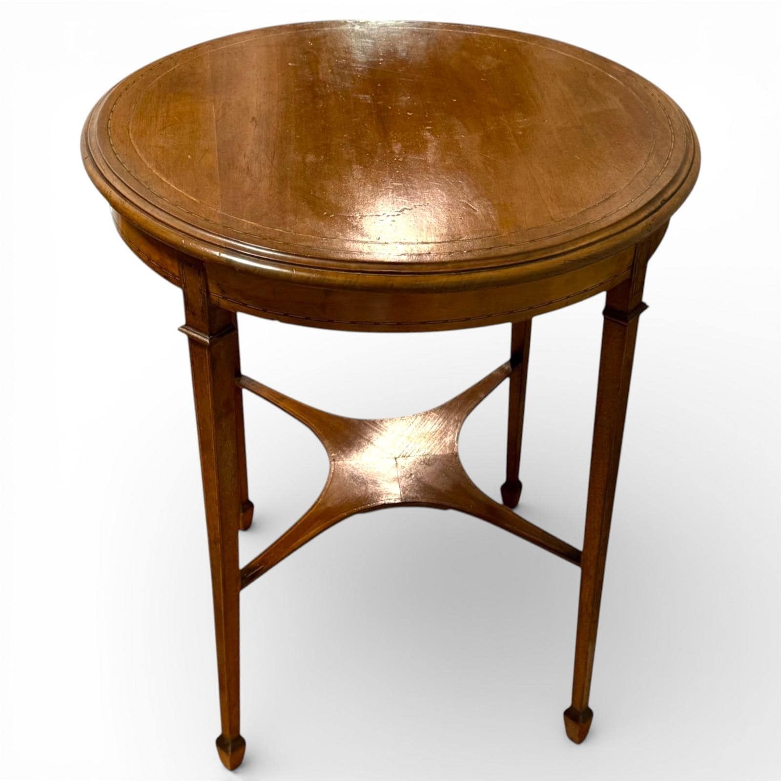 Edwardian Inlaid Mahogany Occasional Table With Satinwood Border photo vinterior