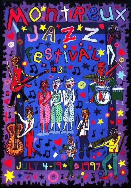 Montreux Jazz Festival Poster By James Rizzi 1997 Switzerland, Authorised Print Original And Very Sought After.....