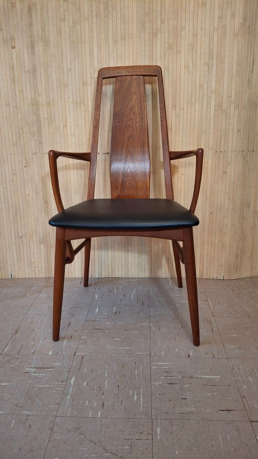 Furniture Fab Vintage Set Of 4 Danish Teak Niels Koefoed Eva Dining Carver Chairs Black photo