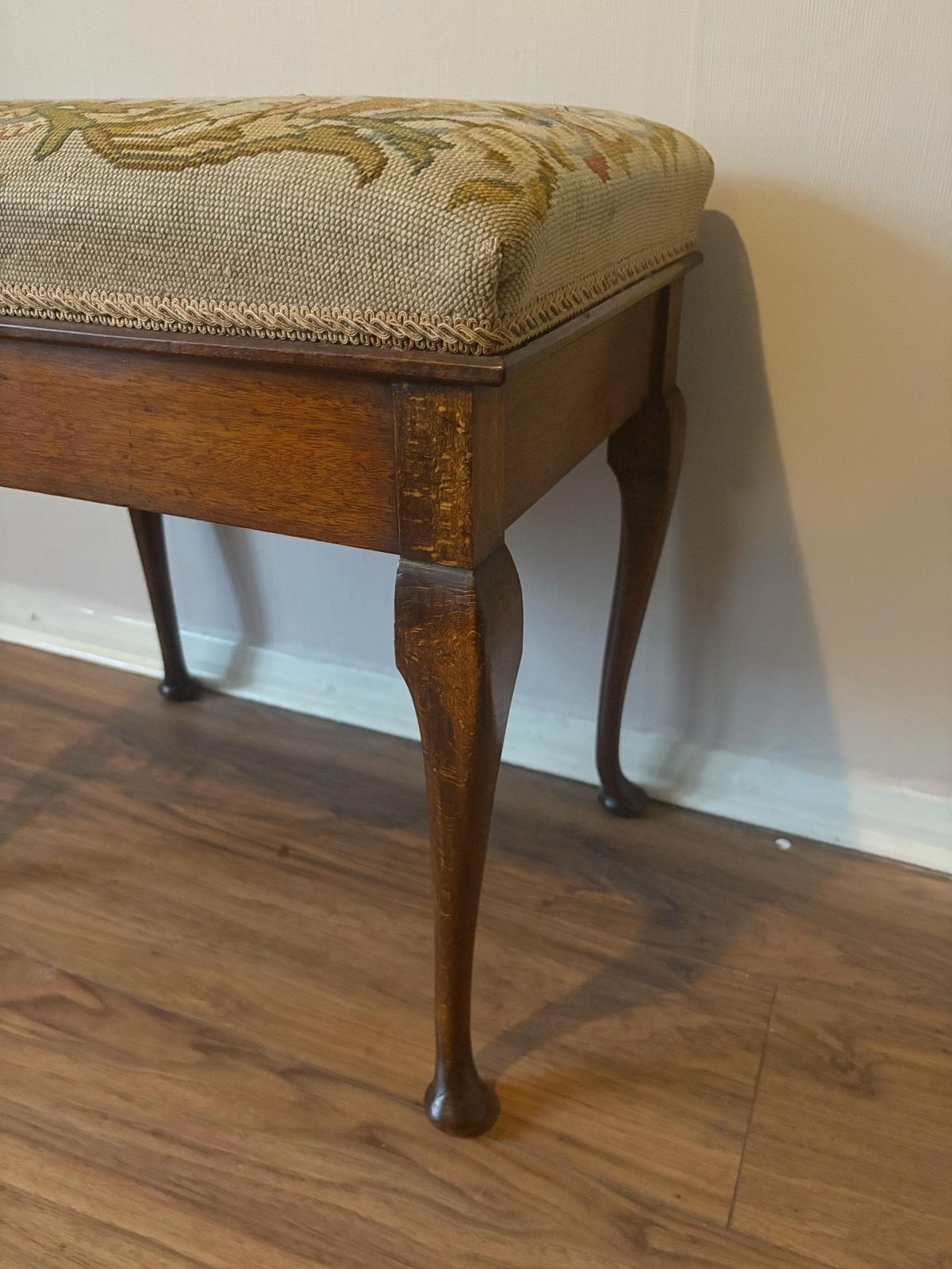 Antique Victorian Mahogany Tapestry Top Piano/Dressing Table Stool photo for sale