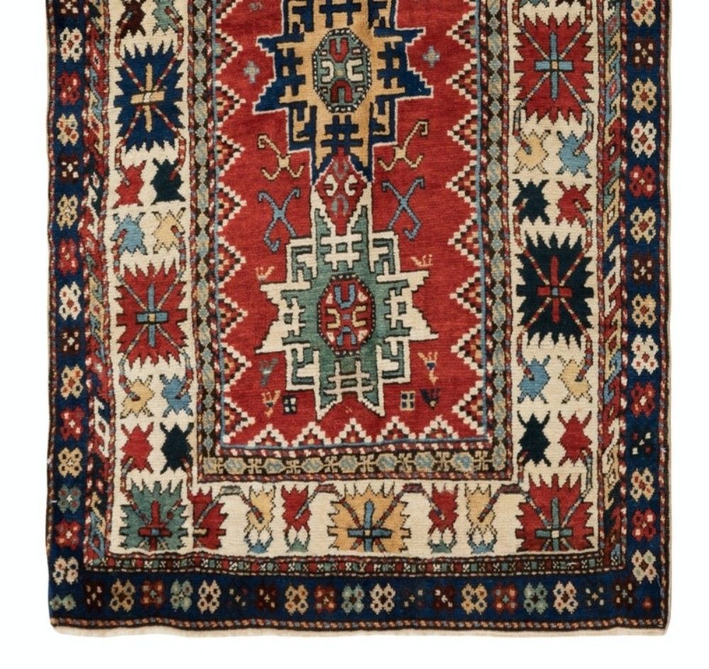 3.7x7 Ft Antique Caucasian Lesghi Rug, Late 19th Century photo for sale