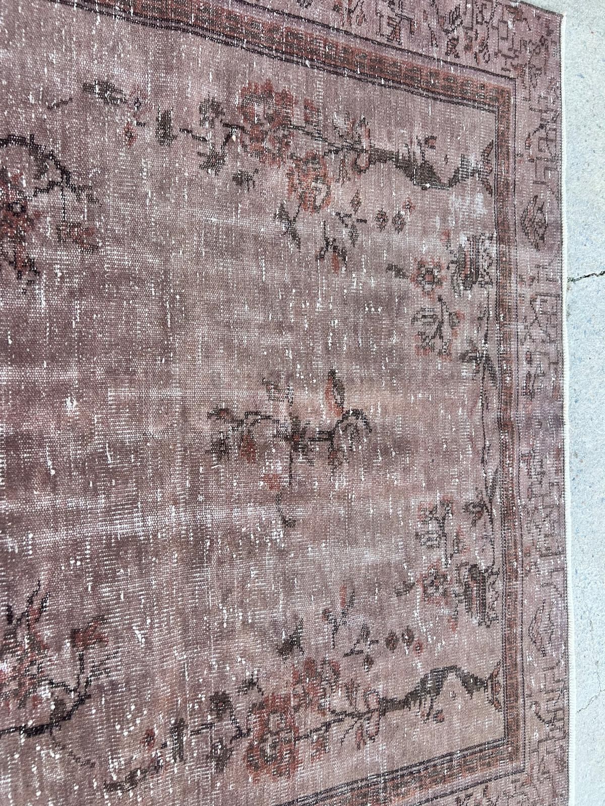 5.5x8.5 Ft Contemporary Handmade Low Pile Turkish Wool Area Rug In Brown Color photo vinterior
