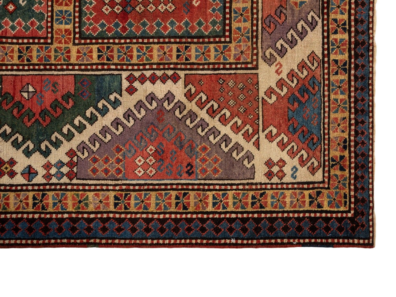 3.6x7.2 Ft Antique Bordjalu Kazak Rug, South Caucasus, Ca 1860 photo Textiles