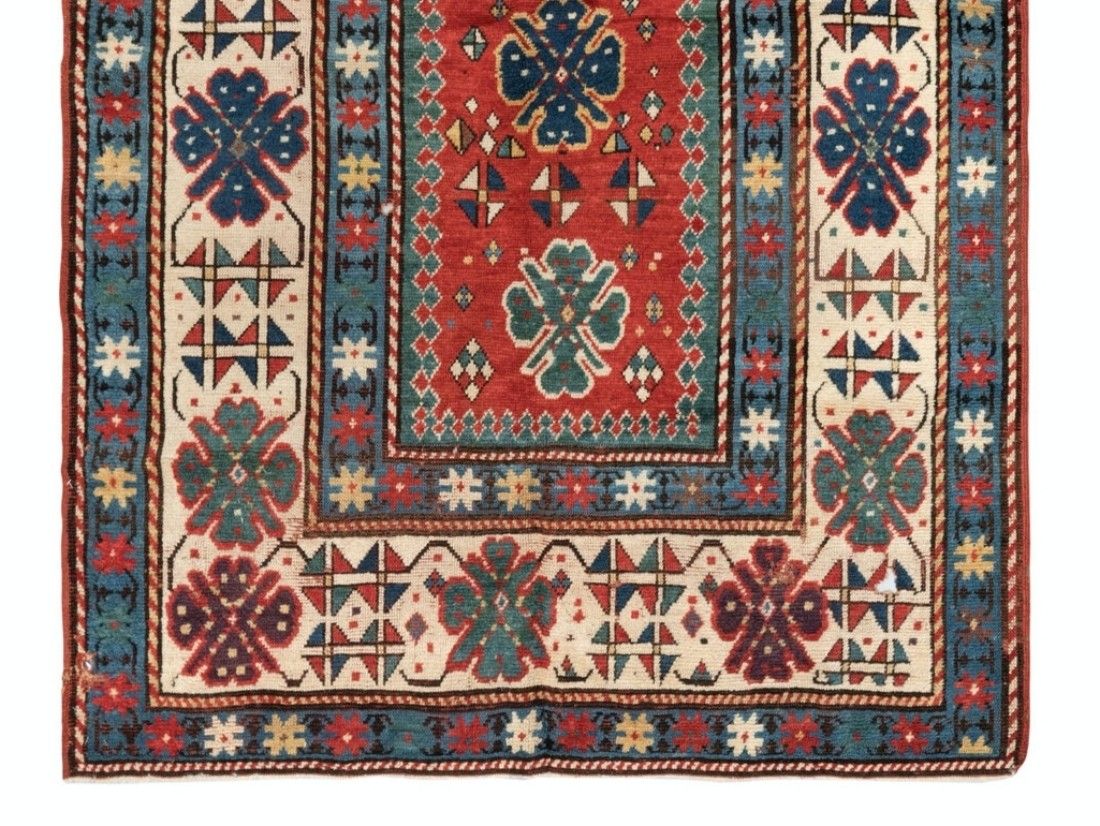 5x6.6 Ft Antique Caucasian Kazak Rug, Circa 1870 photo for sale
