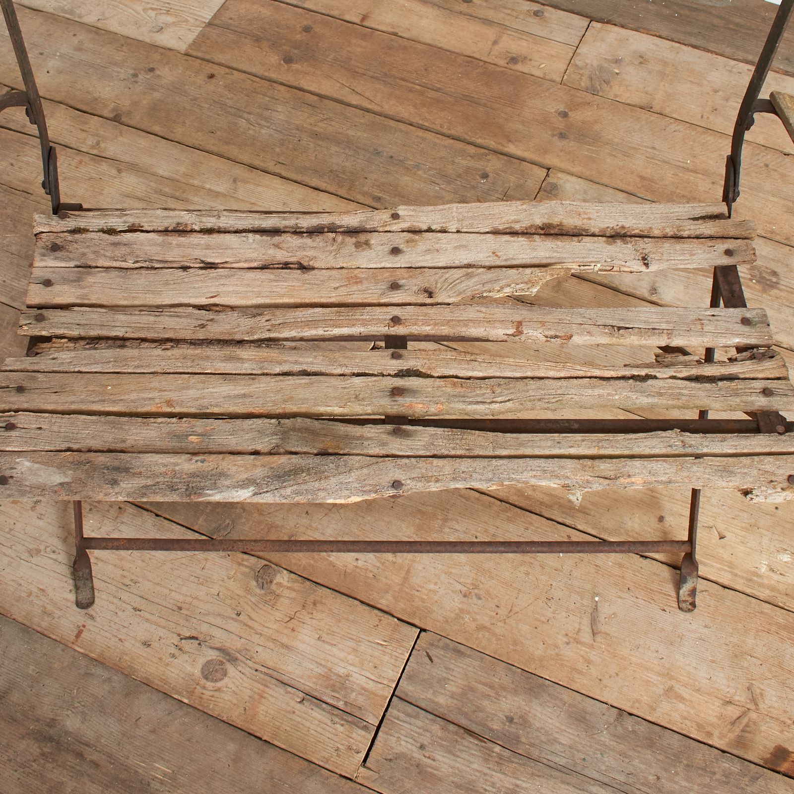 Small Rustic French Antique Folding Garden Bench photo 604.0