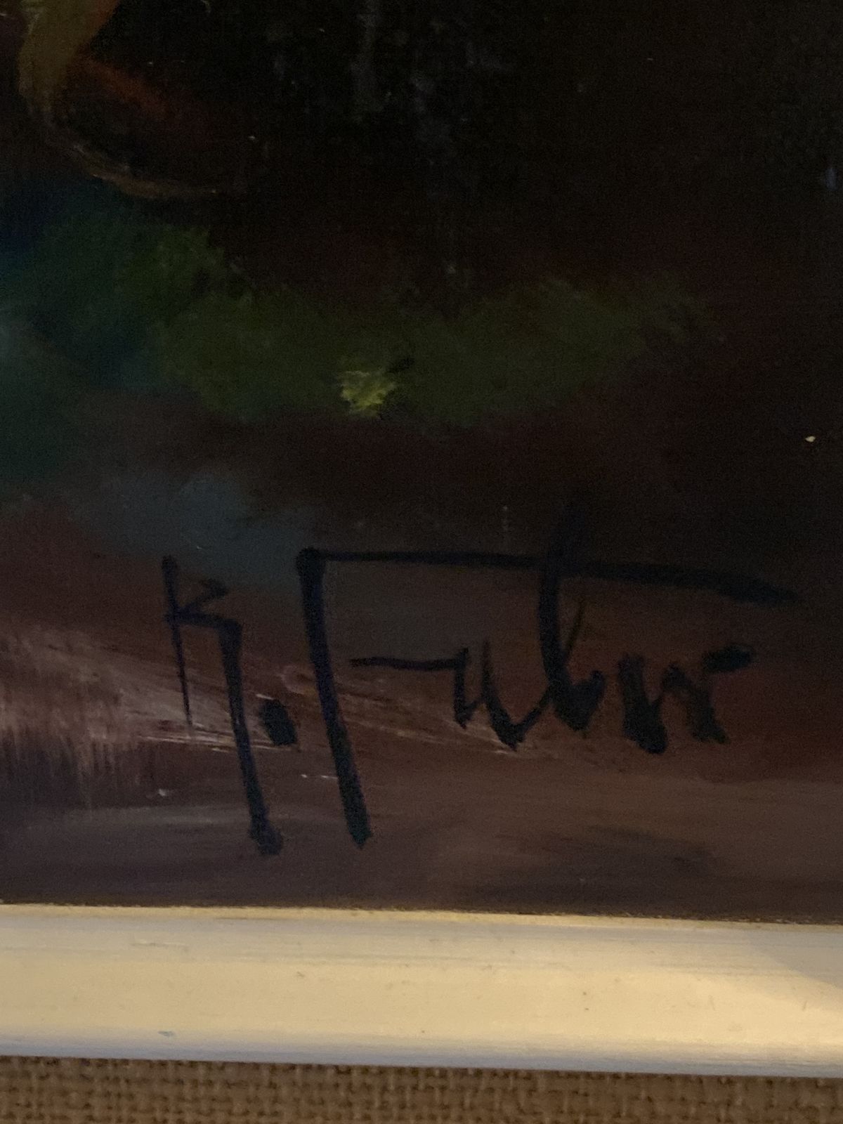 R Fabre Original 1960s Oil Painting photo vinterior
