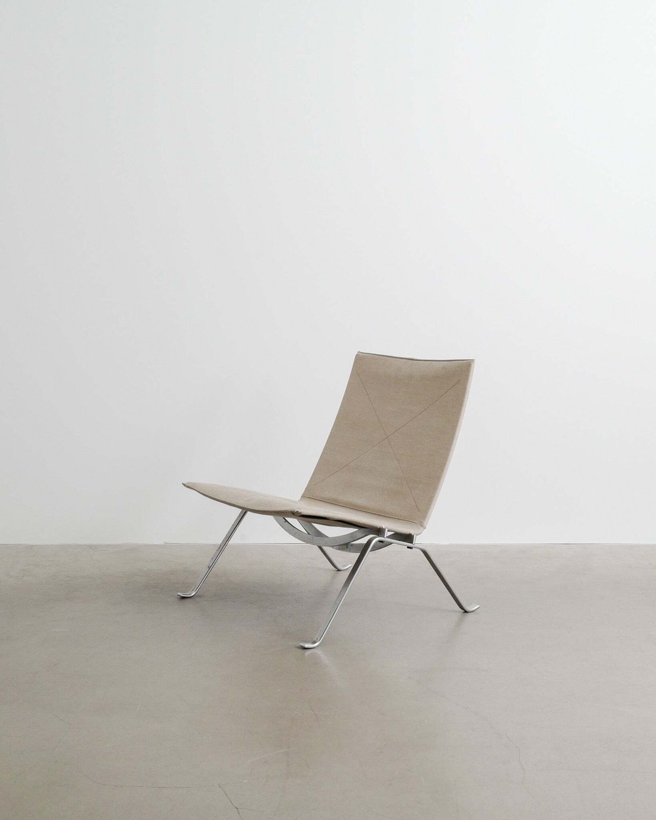 Poul Kjaerholm Pk22 Easy Chair In Steel & Canvas By Fritz Hansen Denmark, 1997 photo furniture