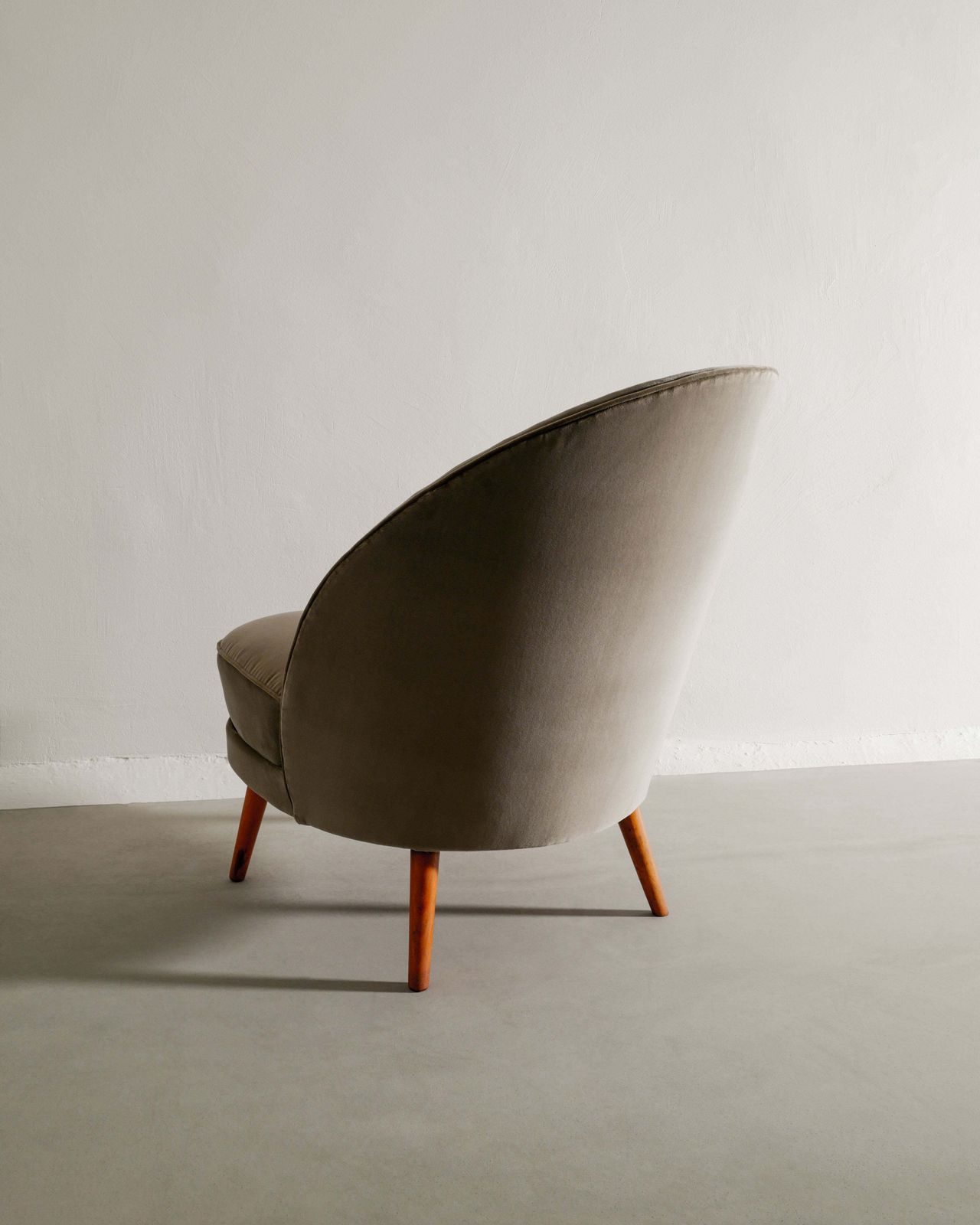 Arne Norell Mid Century Asymmetrical Armchair In Velvet Produced In Sweden, 1950s photo Furniture