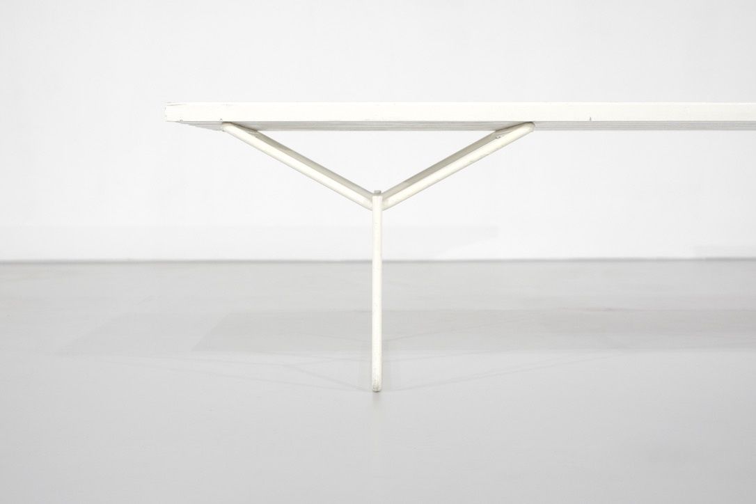 photo for sale Bench " 400 " In White Wood By Harry Bertoia For Knoll International.