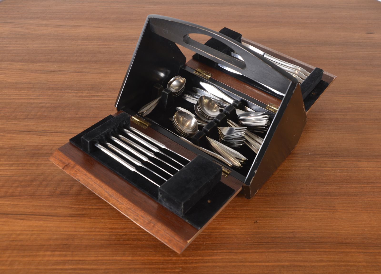 Midcentury Cased Norstaal Inka Stainless Steel 6 Setting Cutlery Set Erik Herlow Norway